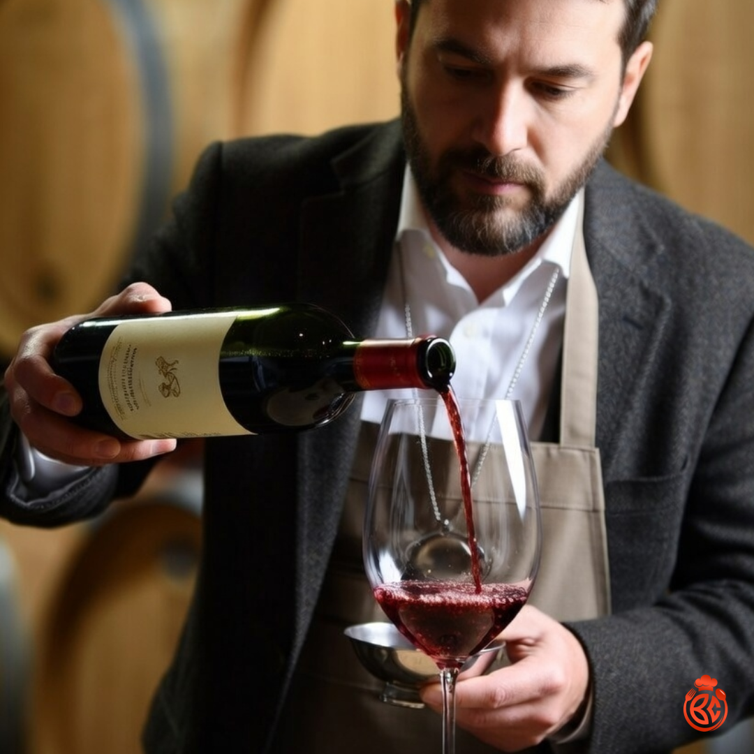 Catador sirviendo vino